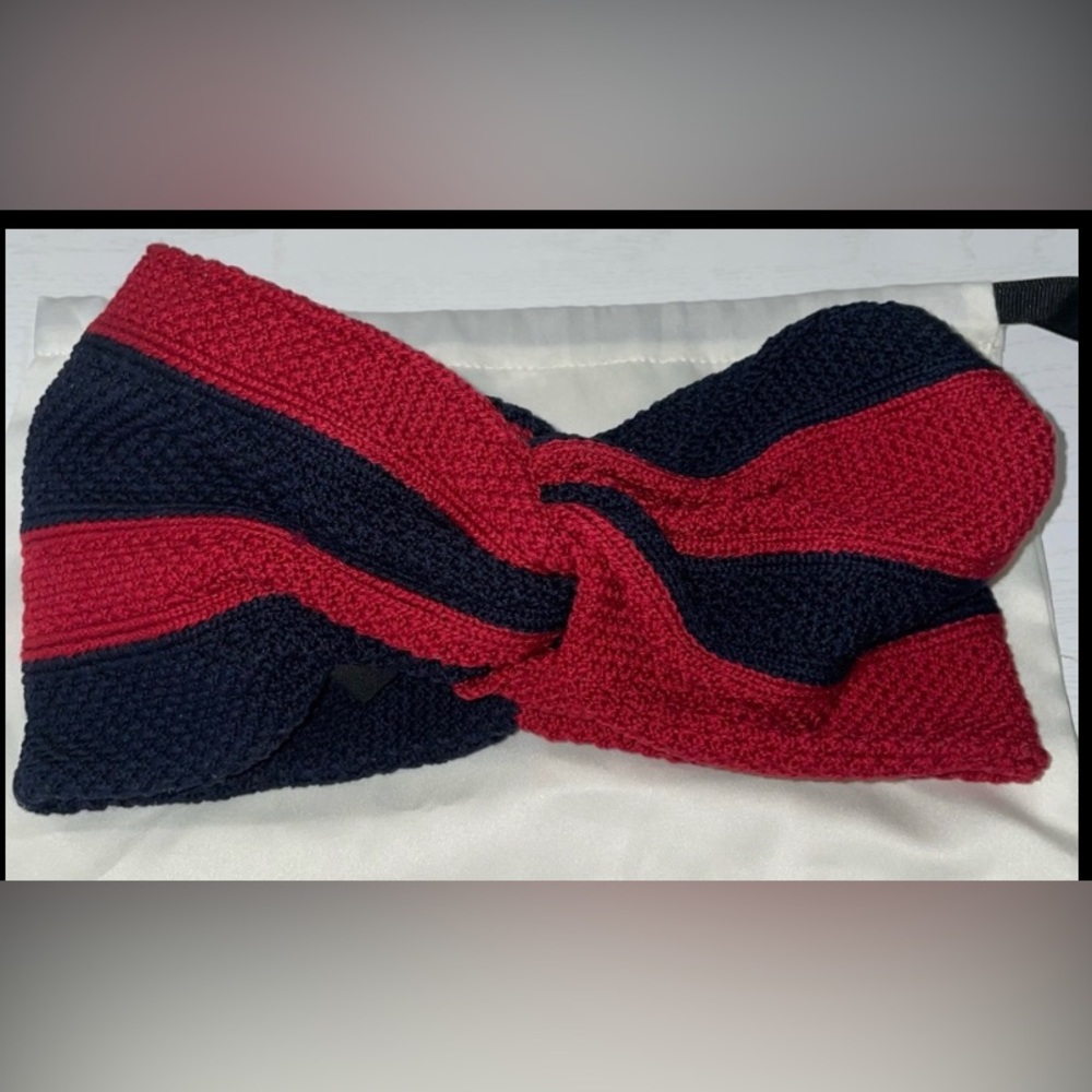 GUCCI STRIPE WEB KNOT RED AND BLUE HEADBAND HAIR ACCESSORY